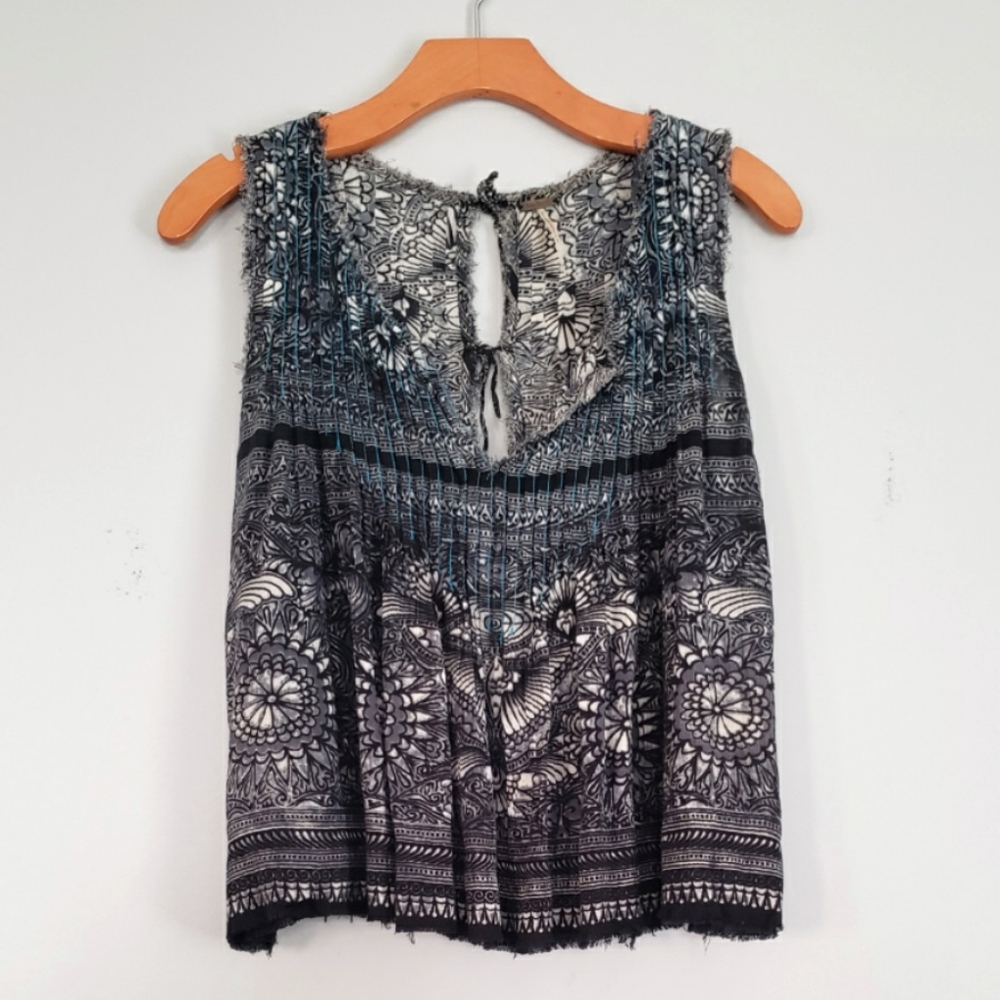 Free People Black and White Patterned Tank Top